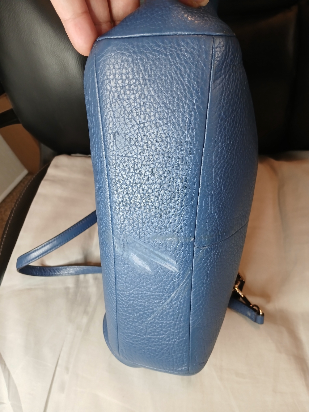 Coach Kelsey Blue Pebbled Leather Satchel with Removable Strap - Picture 4 of 8